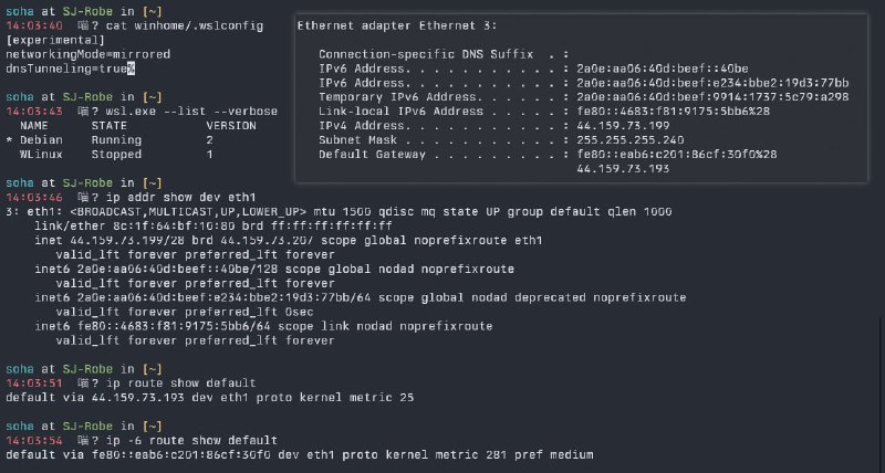 WSL 2 终于也有更舒适的网络体验了！就像 WSL 1 一样，新增的 mirrored 网络模式可以直接使用 Windows 的 IP 连入连出，也可以直接使用 127.0.0.1 或 